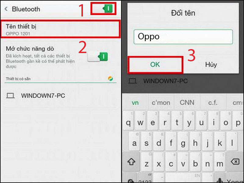 Đối với Oppo hoặc Xiaomi, bạn bấm vào Tên thiết bị trong Bluetooth để dễ dàng đổi tên 